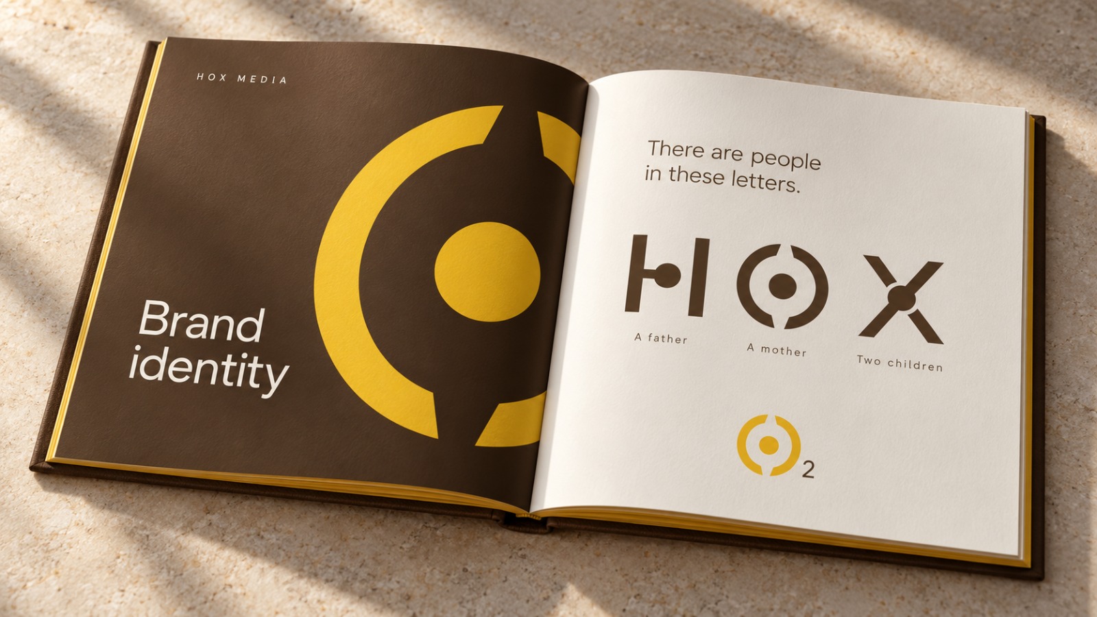 HOX Media brand identity book mockup
