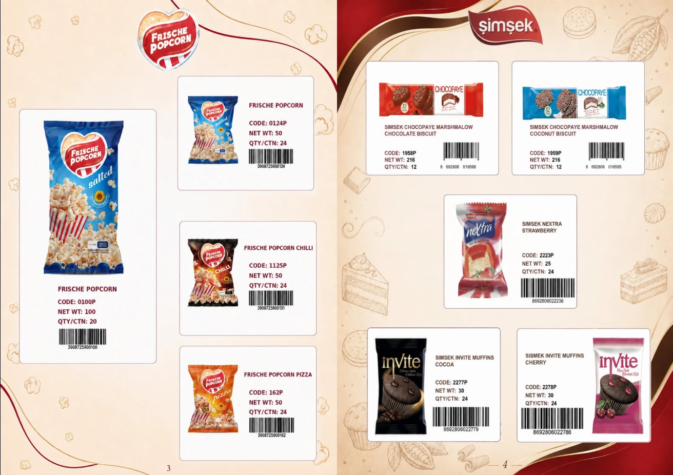 Frische Popcorn and Simsek Chocopaye catalog pages