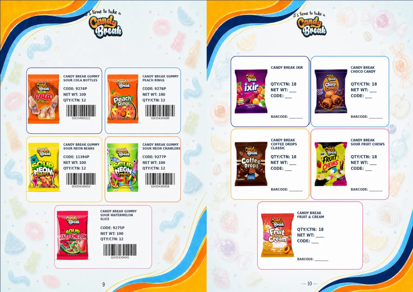 Candy Break gummy catalog pages