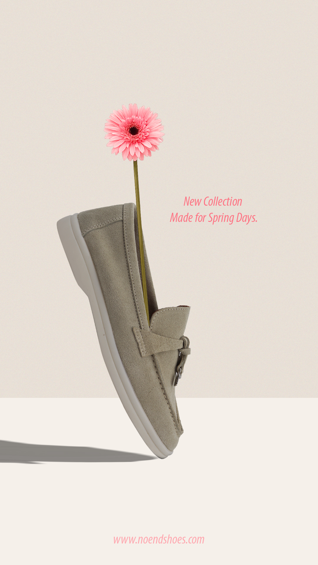 No End Shoes story, spring collection with pink flower